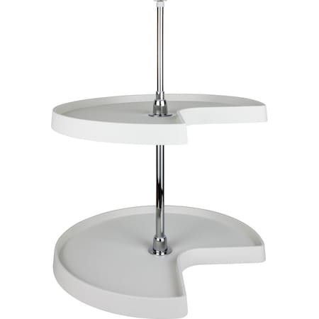 Hardware Resources 32" Kidney Two-Shelf Plastic Lazy Susan Set with Chrome Hubs PLSMK32